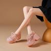 Zapatos de Plataforma de Malla Transpirable Colorblock de Primavera y Verano que Aumentan la Altura 10cm para Mujer, Casuales de Cuero de Suela Gruesa con Tacón Grueso Pequeño