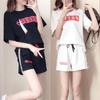 Estilo Comércio Exterior 2025 Verão Novo Conjunto Esportivo Casual para Mulheres, Conjunto de Duas Peças Fashion de Shorts Largos de Manga Curta Plus Size para Mulheres