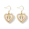 Popular Conjunto de Joyería de Collar y Aretes con Colgante en Forma de Corazón de Mariposa y Perla de Imitación Europeo y Americano, Joyería Sencilla de Esmalte para la Clavícula