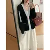 Cárdigan de Punto con Bolsillo de Piel Sintética de Visón para Mujer 2025 Otoño e Invierno Nuevo Estilo Botones de Colores Estilo Chanel Versátil Abrigo Suéter para Mujer Tendencia