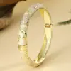 Estilo Chino Regalo de Viaje Pulsera Colorida de Esmalte con Apertura de Resorte Peonía Cloisonné Pulsera de Esmalte Vintage para Mujer
