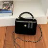 Otoño Invierno Retro Cuadros de Diamante Gamuza Caja de Maquillaje Bolso de Mano Metálico para Mujer Cadena Desmontable Hombro Único Cruzado Bolso Pequeño