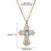 Colar Cruz Micro-Incrustado com Zircônia, Fashion e Luxuoso, Elegante e Cheio de Diamantes, Corrente para Clavícula para Mulheres, Joias Versáteis no Atacado