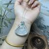 Colar com Pingente de Buda de Calcedônia Jade Natural Banhado a Prata 925 Calcedônia Buda Gelo Alto Jade Plano para Joias
