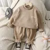 Roupa íntima térmica infantil, roupas novas de outono para meninos, calças compridas, pijama estilo coreano, outono e inverno para meninas, roupa de casa de veludo Ole