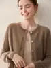Suéter de Cachemir Puro para Mujer Cardigan de Manga Larga Holgado Cómodo Versátil Agradable a la Piel Temperamento Agradable a la Piel Cómodo Top