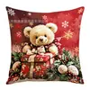 Funda de almohada navideña de Amazon Papá Noel Reno Oso de peluche Serie Roja Mesa de noche Sofá Cojín Funda de almohada para respaldo