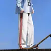 Pantalones casuales retro americanos artísticos estilo japonés para hombres y mujeres, pantalones de pierna ancha holgados y sencillos para primavera y otoño, marca de moda con diseño de bloques de color