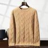 Suéter de Lana de Punto Grueso de Peso Pesado con Cuello Redondo para Hombre, Suéter Pulóver Casual de Negocios de Cachemir para Hombre