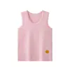 Colete de algodão puro para meninos, top listrado sem mangas infantil, top de base para o verão, colete com gola redonda personalizado para meninas
