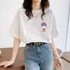Nova Camiseta de Verão de Manga Curta para Mulheres Estilo Coreano Top Solto e Versátil com Gola Redonda e Tendência Ins