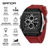 Reloj Electrónico Sanda Aliexpress Más Vendido, Moderno y Genial, con Tres Zonas Horarias, Cronómetro Segmentado, Luminoso, Forma de Barril, Reloj de Doble Movimiento