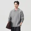 Suéter de Malha Trançada com Gola Reversível Estilo Old Money de Anyang Outono 2026 Novo Suéter Masculino, Tricô Casual Solto Estilo Preguiçoso