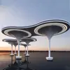 Gran Cenador con Forma de Paraguas de Acero Inoxidable, Pabellón Hongo de Parque, Estructura de Pabellón Nube Pétalo, Escultura de Árbol Paisajística