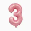 Balões de Folha de Alumínio de 32 polegadas Números de Aniversário Rosa Embalados Individualmente Balões de Folha de Alumínio Decoração de Aniversário Montagem de Cena