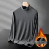 Camiseta Térmica de Manga Larga para Hombre, Color Sólido, Ajuste Delgado, Almacenamiento de Calor, Capa Base Cálida de Invierno y Otoño, Camiseta Interior de Moda para Hombre