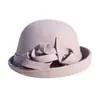 Rongmei 2026 Nuevo Sombrero Clásico Hepburn Transfronterizo con Ala Curva, Sombrero de Mezcla de Seda y Lana, Elegante Sombrero de Estilo Francés