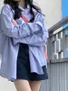Camisa personalizable de manga larga para mujer, nuevo estilo de otoño, casual holgada estilo BF, chaqueta versátil a rayas de longitud media holgada para mujer