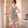 Lencería seductora de encaje para uso en casa, conjunto de camisola y bata de noche premamá talla grande, disponible para dropshipping