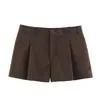 AliExpress transfronterizo 2026 Primavera Nuevos Shorts Casuales Sueltos de Color Sólido para Mujer con Botones y Pliegues 4391520