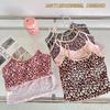 Verano Dulce Estampado Spice Girl Tirantes Seda de Hielo Chaleco Pequeño con Almohadilla en el Pecho Base Ropa Exterior Ropa Interior Top Corto