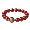 Pulsera Flor Fantasma Montaña Cinabrio Arena Dorada Púrpura 2025 Pulsera Año de Nacimiento para Hombres y Mujeres Pulsera Roja de Cuentas Redondas de un Solo Círculo
