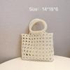 Bolsa Feminina 2026 Novo Estilo Celebridade da Internet Coreana Fresca Feita à Mão com Pérolas e Contas Vazadas Bolsa de Mão Bolsa Tote Fashion