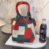Bolsa de Mão Tricotada Estilo Novo Japonês e Coreano Portátil Trabalho Passeio Grande Capacidade Tote Pequena Bolsa Quadrada