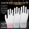Venda Direta Atacado Luvas de Segurança para Trabalho Resistentes ao Desgaste Antiderrapantes Revestidas de PU em Nylon Malha 13 Pontos Dedos e Palma Imersos Protetoras