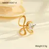 Moda Transfronteriza Europea y Americana Exquisito Anillo de Circonita Anillo de Acero Inoxidable Chapado en Oro de 18 Quilates Diseño Versátil Joyería al por Mayor