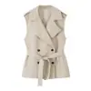 Colete Elegante Feminino Dupla Face Estilo Europeu e Americano Z 2026 Nova Moda com Gola e Cinto 6318264