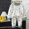 Conjunto de Roupa Térmica Infantil De Rong Roupas e Calças de Outono Para Meninos e Meninas Conjunto de Roupas Quentes Para Crianças Maiores Pijama de Outono e Inverno Roupa de Casa