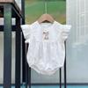 Bebé Verano Nuevo Bebé Niña Bolsa Bordada de Conejito Ropa de Pedos Ropa para Luna Llena Cien Días Mangas Voladoras Ropa para Gatear de Princesa Sección Delgada