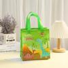 Bolsa de tela no tejida con estampado de dinosaurio de dibujos animados, bolsa para llevar con logo, bolsa de embalaje para llevar, regalo de cumpleaños, bolsa de compras, bolsa de regalo, lote