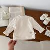 Ins invierno estilo coreano infantil estilo occidental forro polar cálido manga larga hombres y mujeres bebé color liso todo a juego camiseta interior