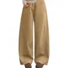 Moda de otoño moderna nuevo producto: pantalones anchos de algodón blancos, simples y fluidos, estilo callejero americano, de cintura alta, adelgazantes, con curvas