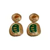 Pendientes vintage dorados con diseño de nicho de estilo antiguo chino, joyería de lujo ligera y exquisita con personalidad para las orejas, pendientes femeninos de gran sentido.