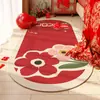 Manta de Cabecera para Boda Personaje Feliz Rojo Felpudo Decoración de Habitación de Boda Felpudo para Pies en la Base de la Cama Alfombra Festiva para la Entrada de la Boda