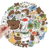 50 pegatinas originales de oso travieso para bromas, dibujos animados, oso lindo, pegatinas para diario de mano, carcasa de teléfono móvil, pegatinas impermeables