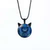 Colar de Pedra Preciosa Face de Gato Preto Time para Celular Acessórios Versáteis Femininos Pingente de Orelha de Gato Fofo Corrente de Suéter Retrô Joias Venda por Atacado