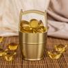 Olla de cobre con adornos dorados, cubo pequeño, escritorio de oficina, sala de estar, cornucopia de cobre, decoraciones chinas para el hogar