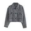 Transfronterizo 2024 Otoño e Invierno Nuevo Estilo Estilo Chanel Elegante Versátil Sentido de Alta Gama Chaqueta Corta Príncipe de Gales Manga Larga Top