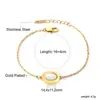 Brincos Anel Pulseira Colar de Aço Inoxidável Banhado a Ouro 18K à Prova d'Água Europeu e Americano com Concha Branca Conjunto de Joias de Moda Nicho
