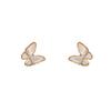 Pendientes de mariposa de nácar natural de lujo ligero de moda francesa aguja de plata s925 temperamento simple suave comodín pendientes al por mayor