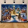 Tecido de Fundo de Natal Transfronteiriço Amazon Novo Banner Decoração de Ano Novo de Natal Tecido para Pendurar Personalização Externa