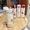 Botella de Agua Portátil con Tapa Pop-Up Doble para Bebida con Forma de Calabaza de Dibujos Animados para Estudiantes, Termo de Acero Inoxidable para Beber Directamente, Soporta Personalización