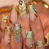 Uñas Vestibles Transfronterizas Y2K Uñas con Tubería de Agua Talladas en 3D Manicura Vestible Uñas Postizas Piezas de Manicura Uñas a Presión