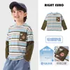 Ropa Europea para Niños Estilo Falso Dos Piezas Primavera/Otoño 2026 Nueva Ropa Infantil Bebé Niño Pequeño Ropa de Otoño Camiseta de Manga Larga