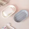 Soporte de jabón con drenaje para escritorio estilo nórdico creativo, caja de jabón de rejilla de plástico simple para baño, antideslizante