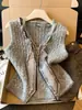 Colete Tricotado Feminino Outono Inverno Camada Estiloso Sweater Shawl Rejuvenescedor Estilo College Roupa Exterior Suéter Sem Manga Cinza